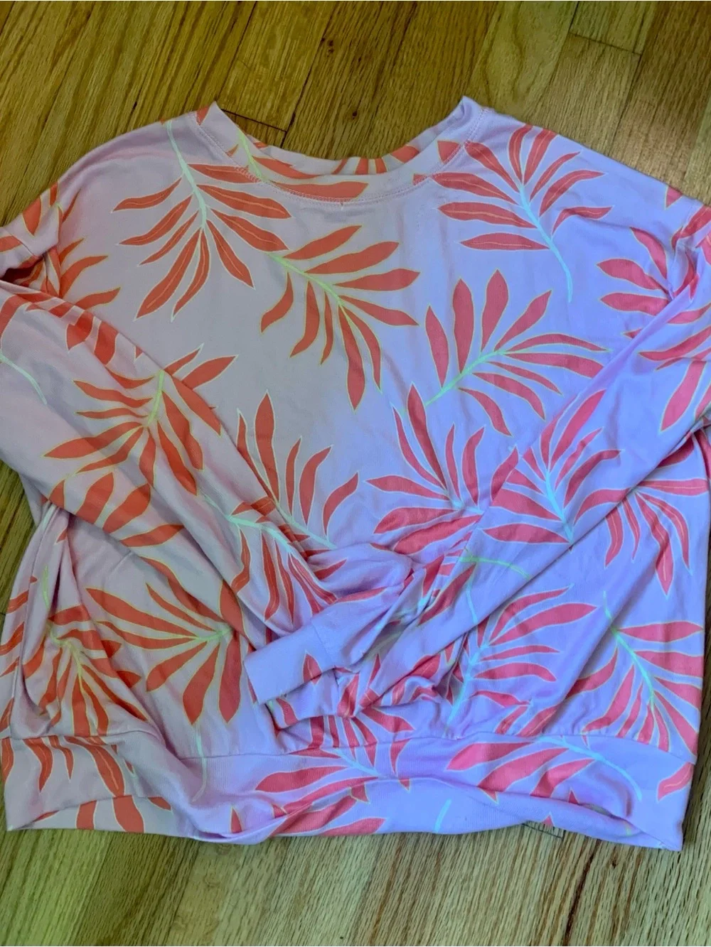 PJ Salvage Coral Pink Two-Piece Pajama Set with Leaf Print Robe